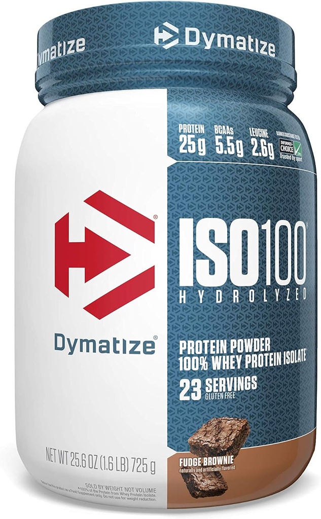 Dymatisere ISO 100 Whey Protein Powder med 25 g hydrolyseret, Fudge Brownie 1.6 Pund 25.6 Ounce