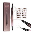 2-in-1 Buet Eyebrow Pen og Eyeliner med 10Pcs Brow Stencils, Microblading Eyebrow blyant med 4 Fork- Tip og buet Præcise Tip, vandtæt og lang holdbarhed Øjenbrow blyanter til kvinder, Dark Brown