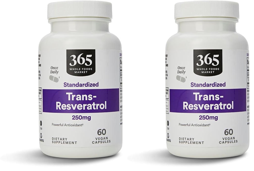 Whole Foods Market, Transresveratrol 250Mg, 60 æg kapsler (pakke med 2)