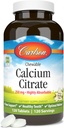 Carlson - Chewable Calcium Citrate, 250 mg, Meget Absorberbar, Knoglestøtte, Sunde tænder & Optimal Wellness, Natural Vanilla Flavor, 120 tabletter