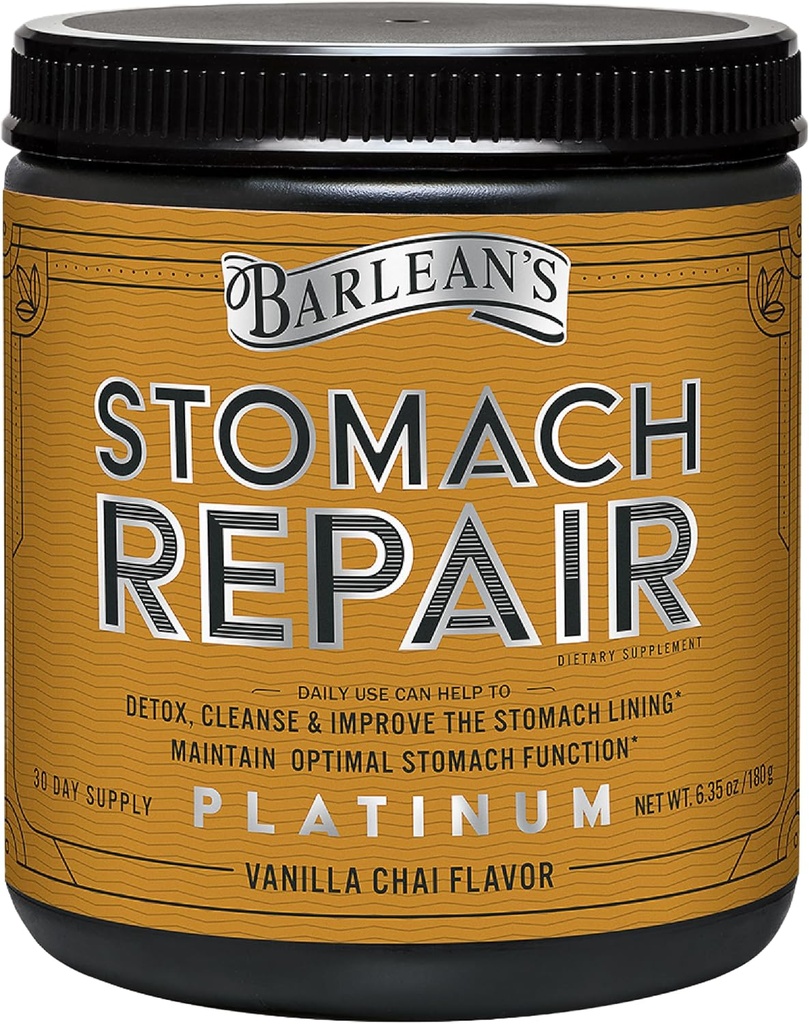 Barlean 's Mave Reparation Gut Health Powder Supplement, Fiber og fordøjelsestilskud Blend til Detox og Cleanse, Vanilla Chai Drink Mix, 6.35 oz
