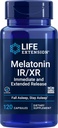 Life Extension Melatonin IR / XR 120 Kapsler - Øjeblikkelig & 7 timers Extende- Release - Night Time Supplement - Understøtter Staying Asseein - Non- GMO, Gluten- Free