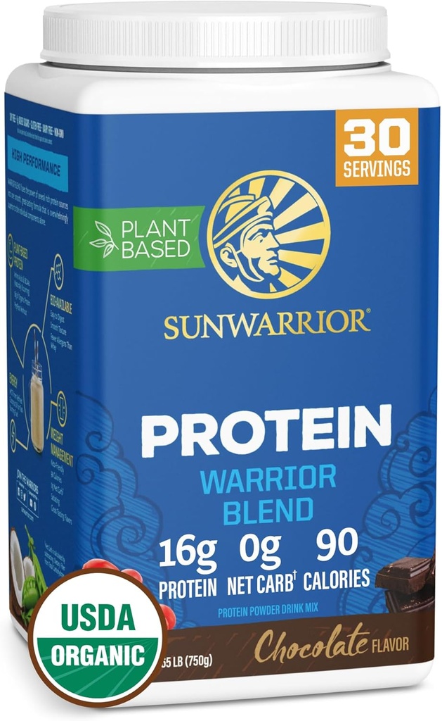 Organic Plant Based Protein Powder 124; Vegan Organic Protein Powder Chocolate Flavored with BCAA Aminoacids & Hemp Seed Pea Blend Medical 124; Non- GMO Soy Dairy Filler & Gluten Free (Chokolade, 30 Servere)