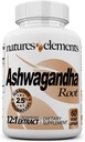 Ashwagandha Root - 12: 1 Extract - 1000mg Per Serving - 2,5% Hitanolides & Alkaloider - 60 Veggie Caps - Stress & Energy Support - Non- GMO