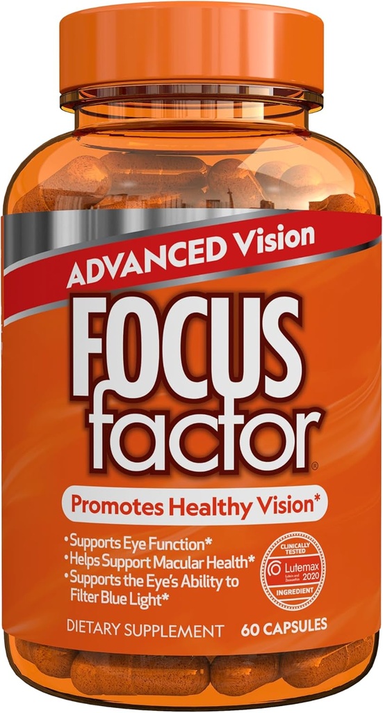 Focus Factor Advanced Vision Formel (60 greve) - Eye Vitamin med vitamin C, E-vitamin, Lutemax ® 2020 - Lutein og Zeaxanthin Supplement for Eye Health Support