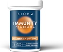 BIOHM Immunitet Probiotisk med C-vitamin, D3 & Zink, 1 milliarder CFU (60 kapsler) Daglige probiotika for kvinder & mænd, fordøjelsesmæssig sundhed & immunforsvar, Vegan, Gluten- fri og ikke-GMO