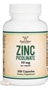 Zinkpicolinat 50 mg, 300 kapsler (immunstøtte) Non-GMO, Gluten Free (300 dages forsyning) med dobbelt trætilskud