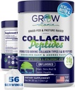 Collagen Peptider Pulver 20g med Hyaluronsyre & Biotin - Unflavored Grass Fed Collagen Pulver med hydrolyseret type I & III Collagen Kosttilskud - hår, søm, hud & fælles støtte - 56 Servere