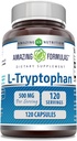 Amazing Formulas L- Tryptophan Amino Acid Supplement- 124; 500 Mg pr Servering - 124; Kapsler - 124; Non- GMO - 124; Gluten- Free - 124; Made in USA (1 pakke - 124; 120 Tæl)