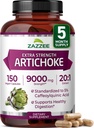 Zazzee Extra Strength Artiskoke 20: 1 Extract, 9000 mg Strength, 5% Coffeoylquinic Acid, 150 Vegan Kapsler, 5 måneder Supply, Koncentreret og Standardized 20X Extract, Non-GMO og All- Natural