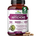 Zazzee Extra Strength Artiskoke 20: 1 Extract, 9000 mg Strength, 5% Coffeoylquinic Acid, 150 Vegan Kapsler, 5 måneder Supply, Koncentreret og Standardized 20X Extract, Non-GMO og All- Natural