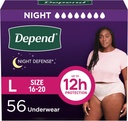 Depending Night Defense Voksenbleer, Inkontinens & Postpartum Blogen Læbe Undertøj til kvinder, Disponibel, Overnatning, Stor, Blush, 56 Greve (4 pakker af 14), Packaging May Vary