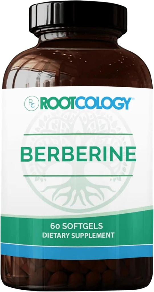 Rootkologi Dr. Izabella Wentz; Berberine • 124; All- Natural Formulation of Plant Alkaloid Berberine • 124; Plant- Derived Cardiovasular Support • 124; 60 Softgels