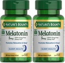 Naturens Bounty Melatonin, 100% Drug Free Sleep Aid, Kosttilskud, fremmer afslapning og søvn sundhed, 5mg, 90 Softels (pakke med 2)