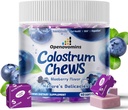 Bovin Colostrum Soft Chews Supplement med probiotika til Gut Sundhed, Bloating, immunforsvar, hud, hårvækst og skønhed - Blåbær Flavor (60 Servere)