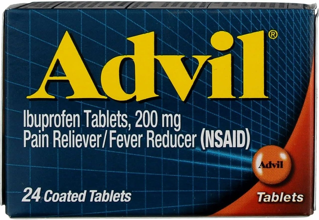 Advil Ibuprofen Pain Reliever / Fever Reducer, 200 mg overtrukne tabletter - 24 ct, pakning med 2 stk.