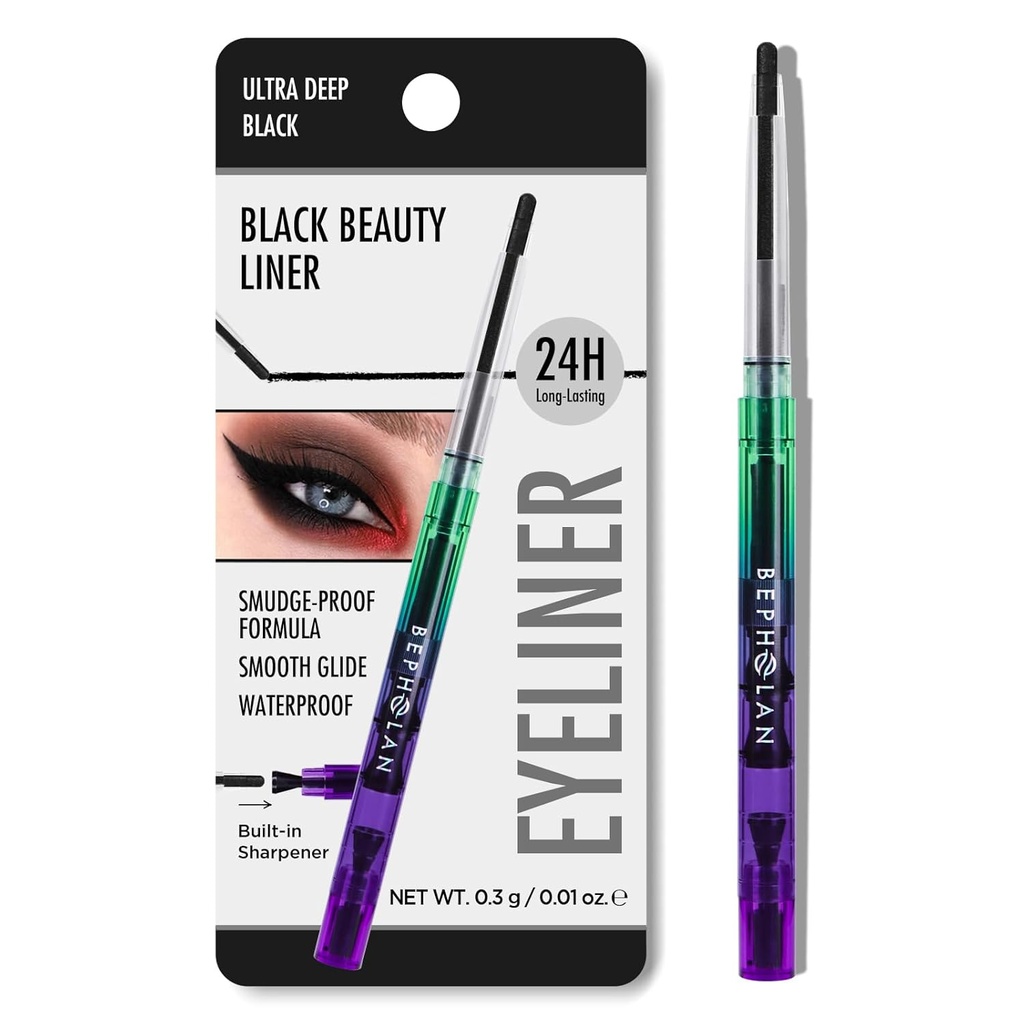 BEPHOLAN Black Eyeliner blyanter, vandtæt Gel Eyeliner blyant Black Waterline Eye Liner Pen for kvinder Vandtæt Smudge Bevis langvarig (BLACK)