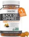 Black Seed Oil Gummies - Natural Ingefær Ale Flavor (non-GMO & Vegan) Cold- presset Nigella Sativa producerer Pure Black Cumin Seed Oil - 500mg Per 2 Gummy Servering