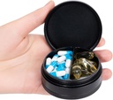 2 Segment Metal Pill Box - Vandtæt Aluminium Travel Pill sag Daglig pung Pocket Medicine Container, Bærbar Pill Organizer Holder for Medicin, Vitaminer, Fiskeolier