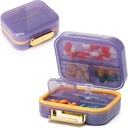 Toplive 7 Compartments Portable Pill Organizer Travel Medicine Pill Organizer, Fugt Bevis Lille Pill sag Pocket Pill Holder Daily Pill Container Box for Fish Oil Vitaminer, Lilla