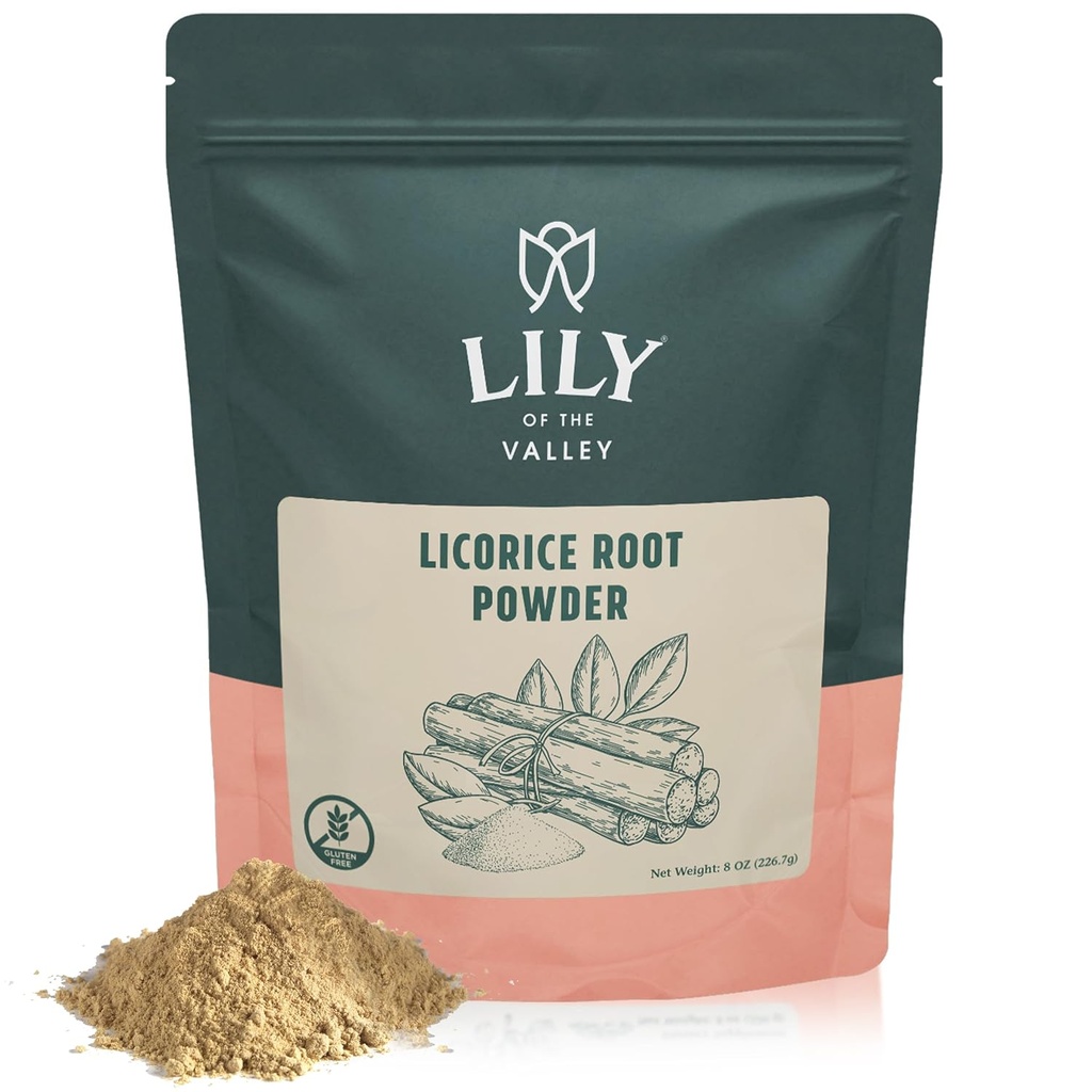 LYY OF the VALLEY lakrids / Liquorice Root Powder - Ground Mulethi Sourced from India - Glycyrrhiza Glabra - Natural Sweetener - Vegan & Gluten- Free - Pakket i resealable Pouch (8oz, 226g)
