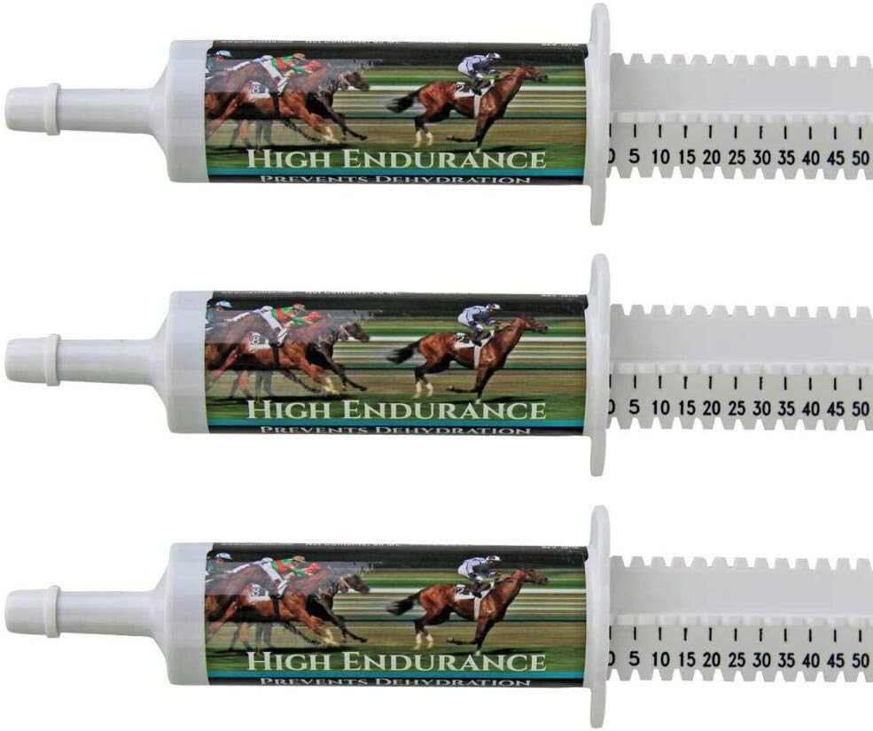 High Endurance Oral Paste Horse supplement til heste - 3 - Pack. Elektrolyter, vitaminer og mineraler til at hjælpe med at forebygge dehydrering. Tre 60- ml Easy- dosissprøjter. Cox Veterinary Lab. Lavet i USA.