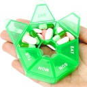 Pill Organizer, Pill Box, Små piller sag, Medicin Organizer 1 gang om dagen, Ugentlig Medicin Arrangører, Containers, Pil Daily Medicines Holder Travel Box 7 Dag (Light Green)