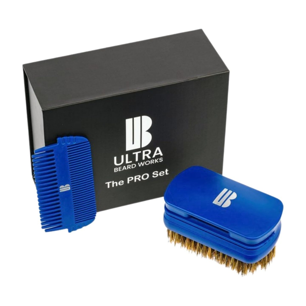 Magnetiseret 'Pro' Beard Kit - Ultimate 3- in-1 Detachable Set med spejl, vildsvin Brittle Brush, og To Combs
