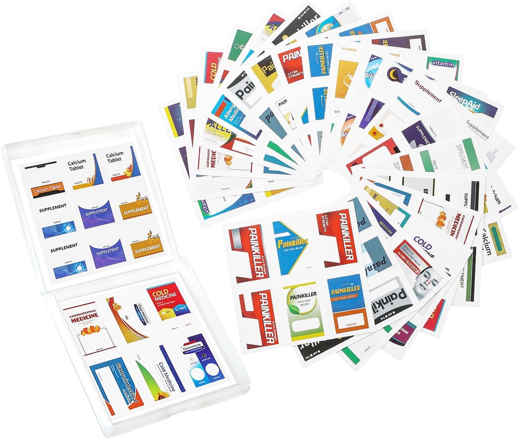 Medicine Labels Stickers for Pill Arrangører - 240 Pcs, hurtigt identificere narkotika, Hjem og Rejser Essentials, Egnet til Pocket Pharmacy, Pill Box, Pill Flaske, Pill Pouch Tasker (240