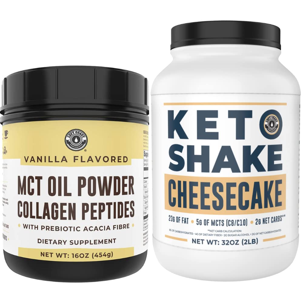 Venstre kyst Performance Keto MCT Pulver + Collagen og Keto Cheesecake Meal Erstatning