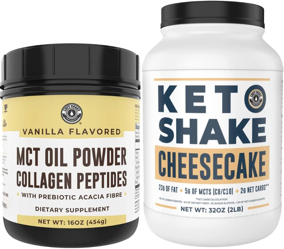 Venstre kyst Performance Keto MCT Pulver + Collagen og Keto Cheesecake Meal Erstatning