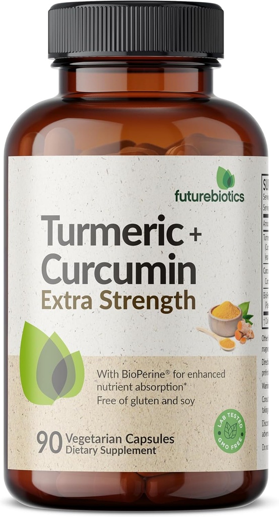 Fremurebiotika Gurkemeje + Curcumin 1500 MG per servering, Antioxidant, Fælles & fordøjelsesstøtte med BioPerine for forbedret næringsindtagelse, ikke-GMO, 90 vegetariske kapsler