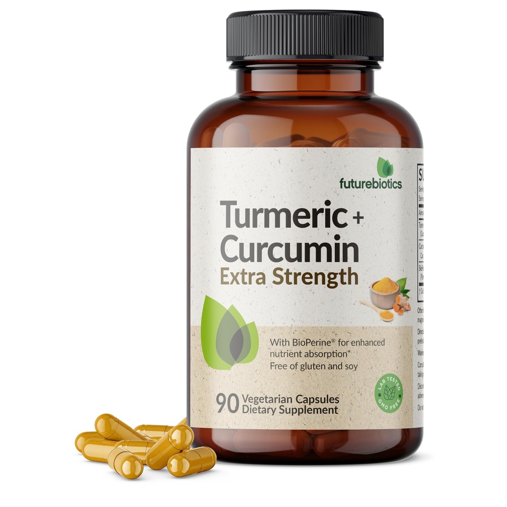 Futurebiotics Turmeric + Curcumin, Antioxidant, Joint & Digestion Support with BioPerine for Enhanced Nutrient Intake, Non-GMO, 90 Vegetarian Capsules