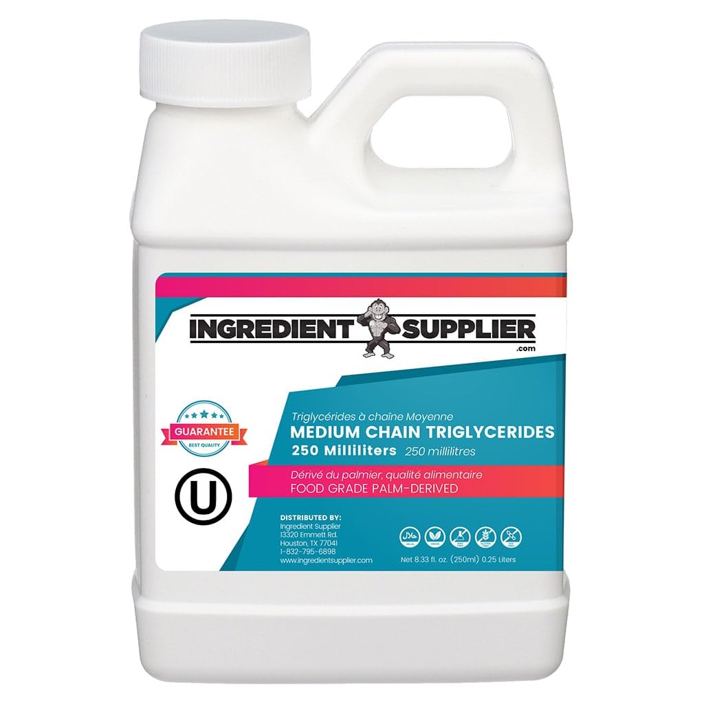 MCT Oil - 250mL (8,33 Oz.) Bæredygtig Palm Derived - USP Food Grade - Non GMO - Halal - for Sport Nutrition, Keto eller Paleo Diet, Clean Energy, Ekstrakter