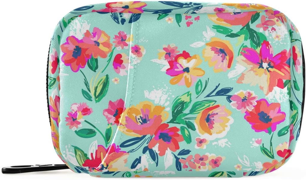 Naanle Watercolor Spring Blomster Pill Box 7 Dag sag Rejsepose Organizer med lynlås Portable Weekly Compact Størrelse for Supplement Vitamin Holder A Flower & Green 4.6 x 3.14 x 1.88 Tommer