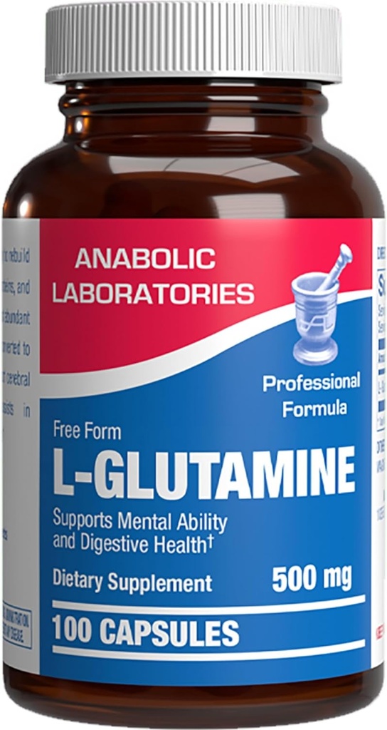 Gratis formular L- Glutamin Supplement - Klinisk L Glutamin kapsler 500mg til Gut sundhed og immunforsvar - Kraftfuld Aminosyre Glutathione Precursor - Non- GMO & Lavet i USA - 100 Servere