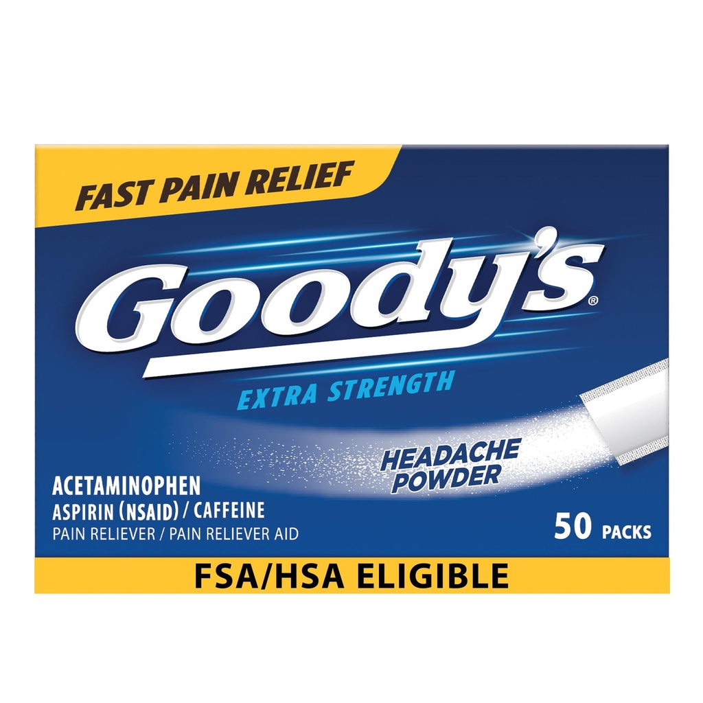 Goody 's Pain Relief Powders, Extra Strength Hovedpine Powder, 50 ct (pakning med 1)