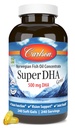 Carlson Super DHA Gems - 500 mg DHA Kosttilskud, 640 mg fedtsyrer, Norwegian Fish Oil Concentrate, Wild- Fanget, Sustainable Sourced Fish Oil Capsules, 240 Softgels