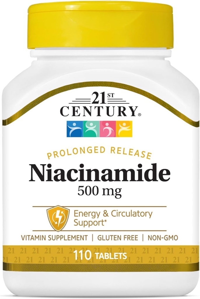 21. Century Niacinamid 500 mg tabletter Langvarig frigivelse - 110 ct, pakning med 2 stk.
