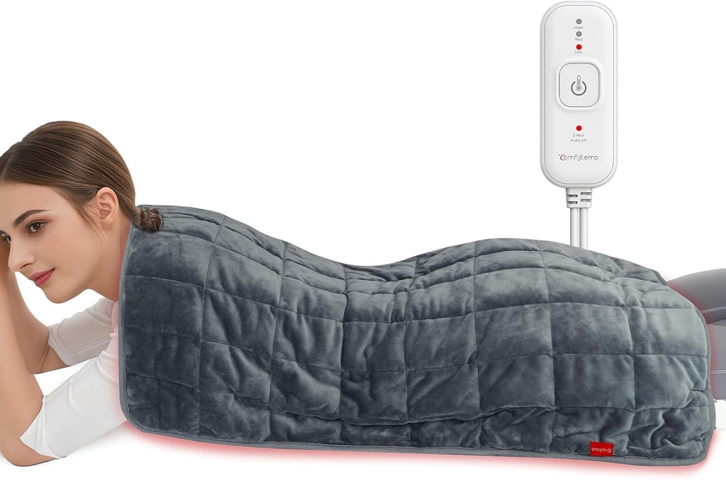 Comfytemp Vægtet opvarmning Pad 17 "× 33" for tilbage & kramper, Ekstra store elektriske varme Pad, Fødselsdage gaver til mor Kvinder Mænd Far, fuld krop opvarmet Pad, Dybere Muskel & Smerte Relief