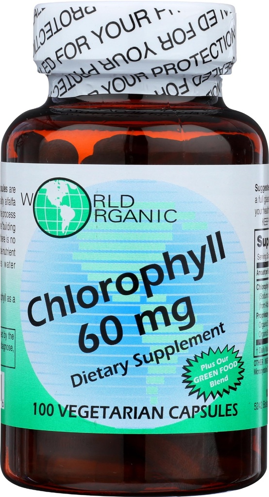 Klorophyll 100 mg 60 kapsler, 0, 02 Pund