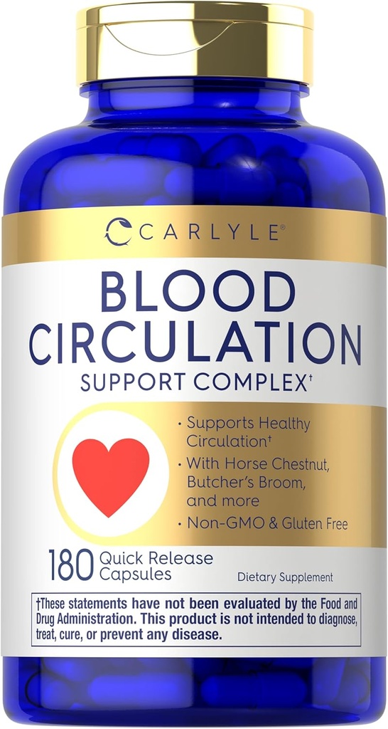 Carlyle blodcirkulation Supplement: 124; 180 Kapsler: 124; Understøtter sund cirkulation: 124; Non- GMO, Gluten fri