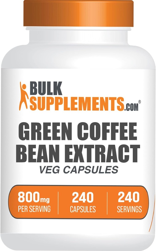 BulkSupplements.com Green Coffee Bean Extract Kapsler - Green Coffee Bean Kosttilskud, Green Coffee Bean Kapsler - Green Coffee Bean 8000mg, Vegan - 1 Kapsel per Serving, 240 Veg Kapsler