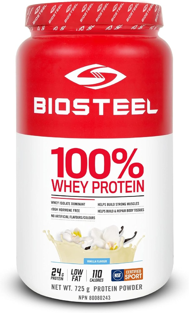 BioSteel Sports Vanilla 100% Whey Protein Powder Supplement, rBGH Hormone Free & Non- GMO Post Workout Formel, 25 Servere, 25.5 Ounces Trusted af Pro Athletes, NSF for Sport