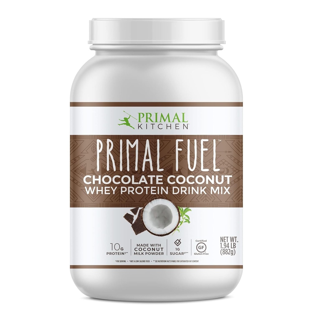 Primal køkken Primal brændstof Chokolade Kokosolie Whey Protein Powder, Gluten og Soja Free, 1,94 Pounds