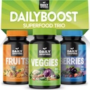 DailyBoost - 42 forskellige hele fødevarer frugter og grøntsager supplement med bær for naturlig energi boost - balance på 100% frugt og grøntsager kapsler fra naturen - Made in USA
