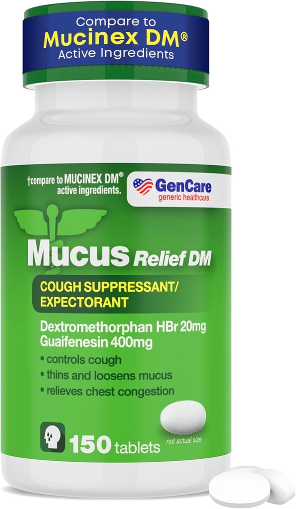 GenCare - Mucus Relief DM (150 Count Value Bottle) Dextromethorphan HBr 20mg Guaifenesin 400mg