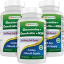 Bedste Naturals, Glucosamin Chondroitin og MSM Joint Supplements, 2600 mg per servering, (180 greve (pakke med 3))