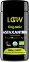 LOOV Natural Organic Astaxanthin 12mg - 60- Day Supply - Max Strength Antioxidant - Eye, Joint, Hud, Immunitet - fra mikroalger - Non- GMO, Vegan, Bæredygtig