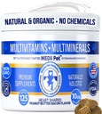 Hund Multi Vitamin + 74 Organic Minerals. Super Natural Total Health Builder: Metabolisme, Hjerte, Øjne, & Joints, Bones. Spirulina, vitamin B1, B3, & B12,125 ct / 10 oz. Lave kalorier